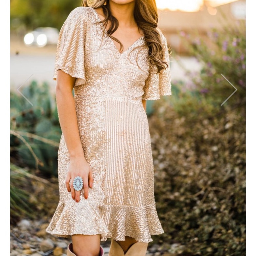 southern fried chics gold sparkly dress - Picture 1 of 6